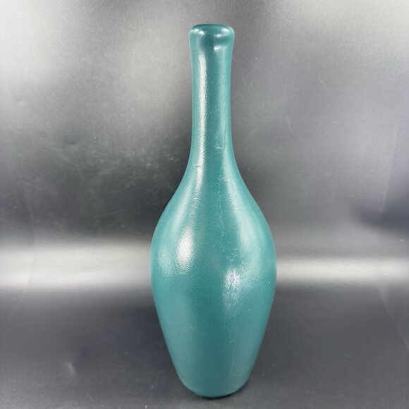 Vintage Mid Century Pottery Jug Vase Bottle Painted Green Ceramic Vase Decor VTG - Picture 12 of 13